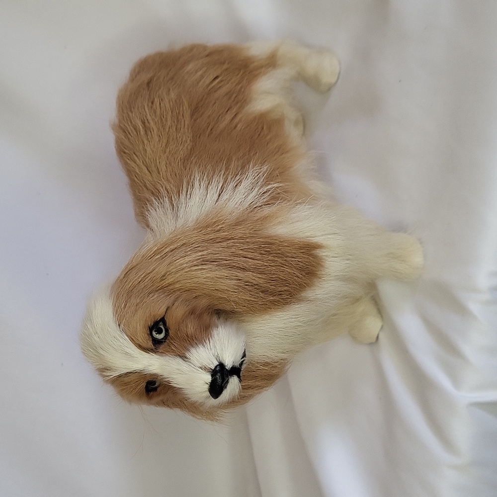 Rabbit Fur Dog Spaniel Collie Lassie Statue Vintage 1990s 7"
